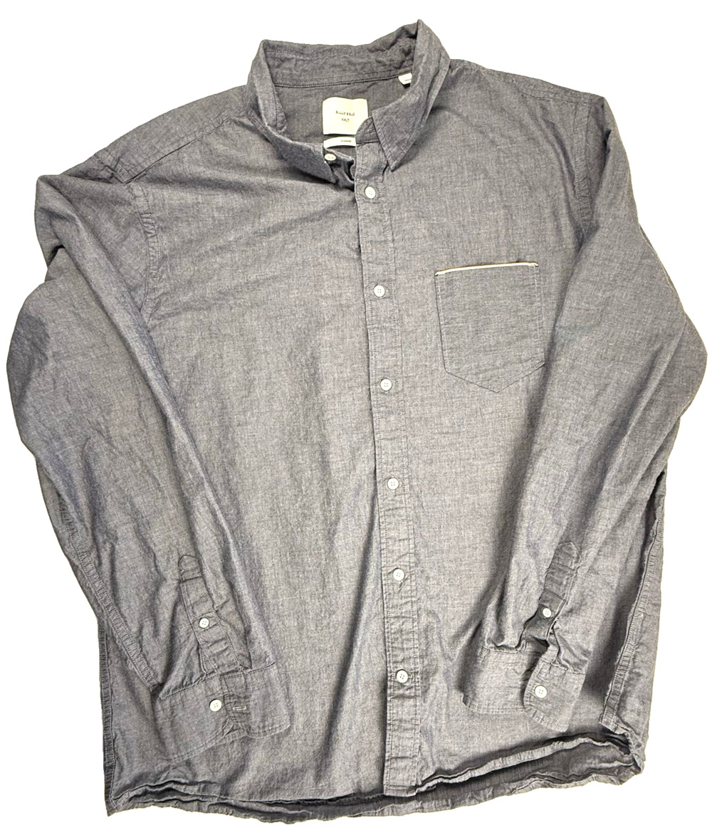 Billy Reid MSL Pocket Long Sleeve Gray Chambray Shirt XXLT Southern Haberdashery
